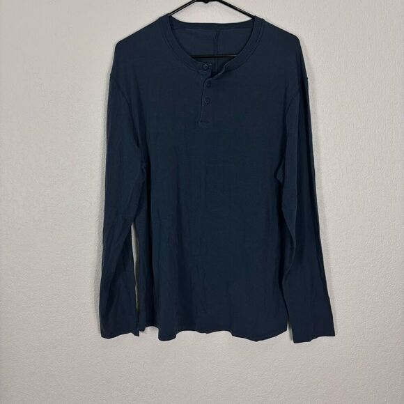 Lululemon Navy Blue Long Sleeve Henley Top - Picture 1 of 5